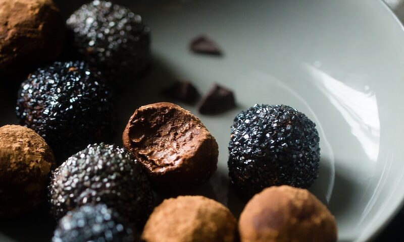 Chocolate Truffles and Mushroom Truffles in a bowl
