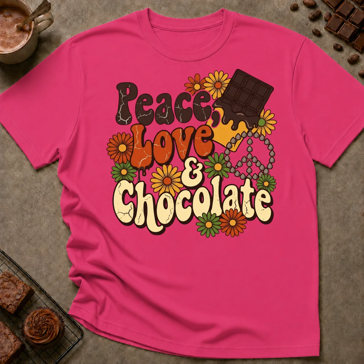 Peace Love and Chocolate T-Shirt - Image 4