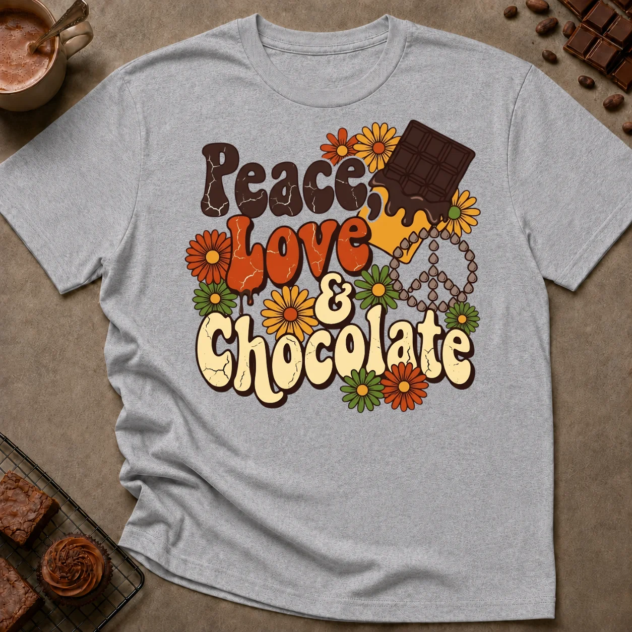 Peace Love and Chocolate T-Shirt - Image 1