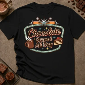 Chocolate Served All Day Retro T-Shirt - Image 1