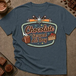 Chocolate Served All Day Retro T-Shirt - Image 3