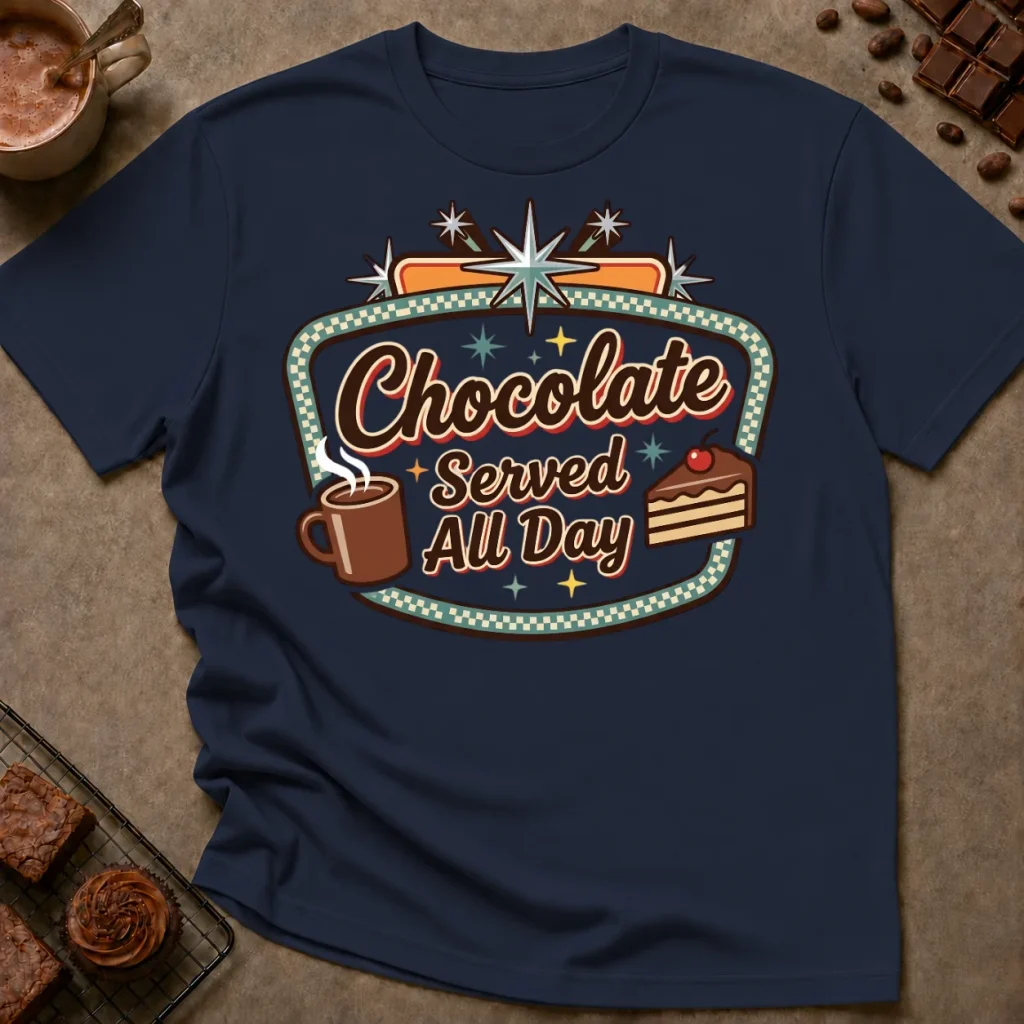 Chocolate Served All Day Retro T-Shirt