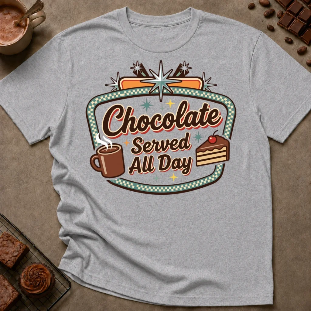 Chocolate Served All Day Retro T-Shirt