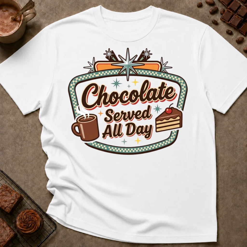 Chocolate Served All Day Retro T-Shirt