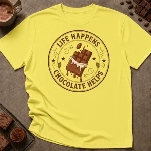 Life Happens Chocolate Helps T-Shirt - Image 4