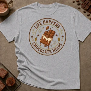 Life Happens Chocolate Helps T-Shirt - Image 3