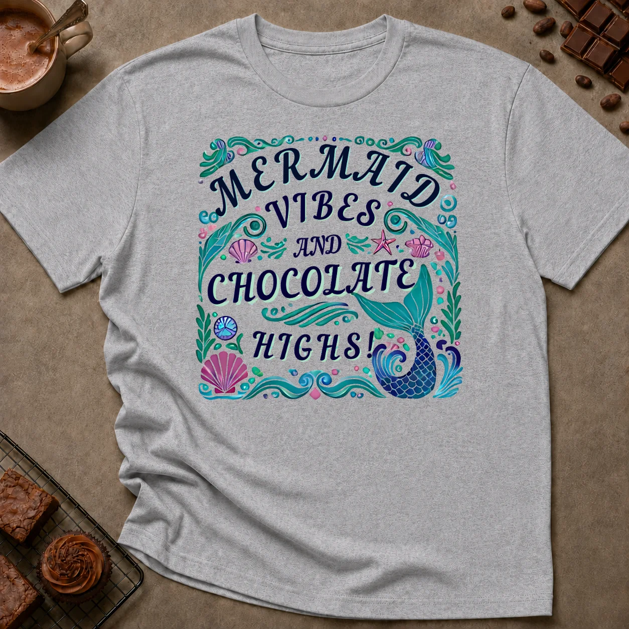 Mermaid Vibes Chocolate Highs T-Shirt - Image 2